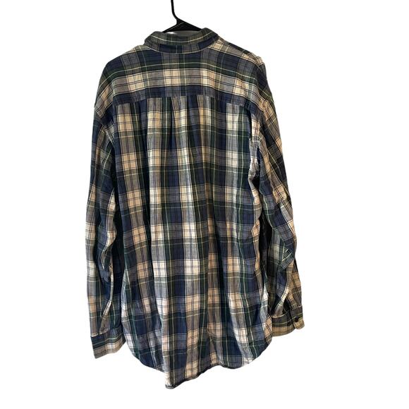 Cabela's Men's Size Large Tall Flannel Blue Plaid Button Up - Picture 6 of 8